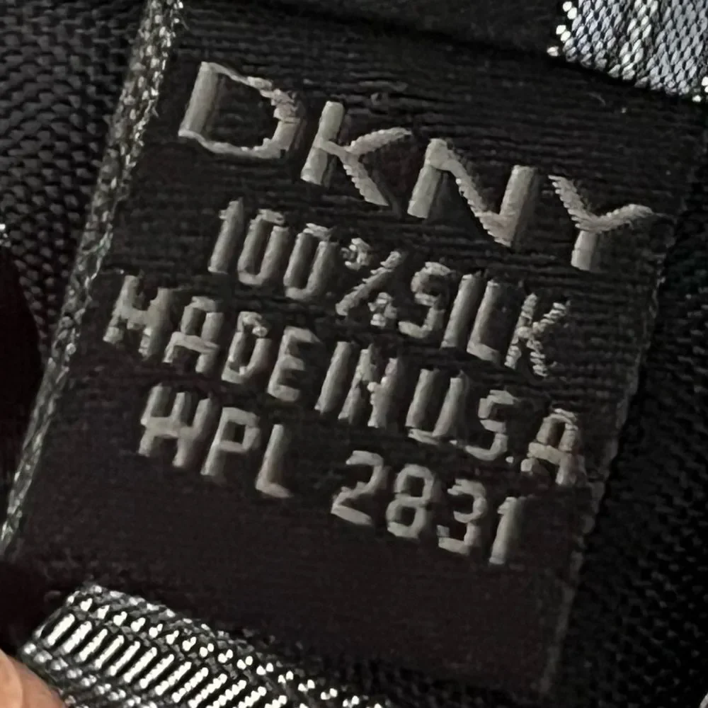 DKNY 100% Silk Designer Tie Black Gray Striped Business‎ Casual Necktie US-Made